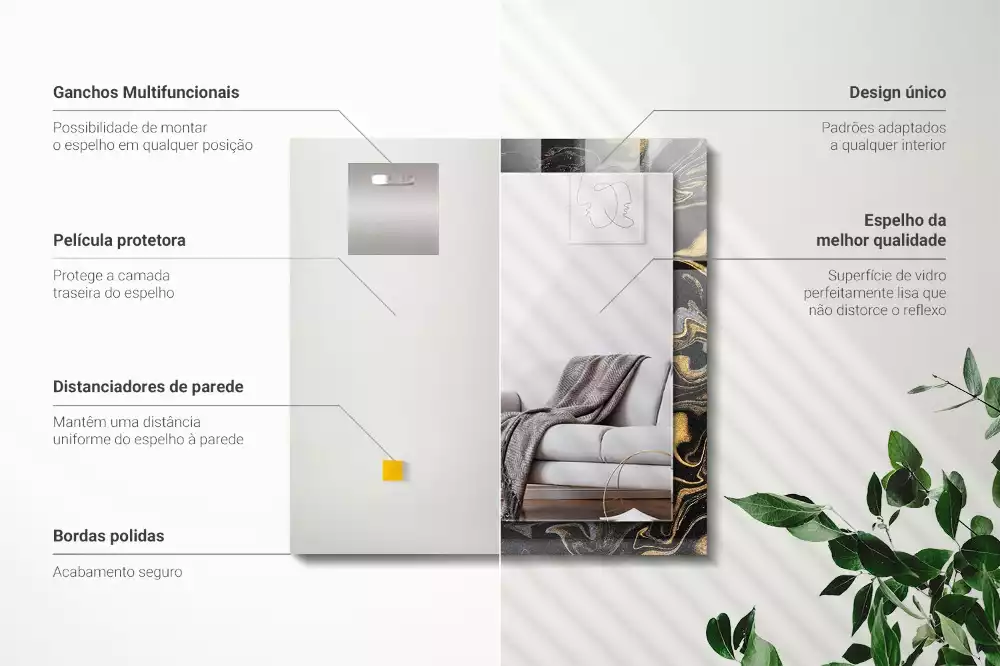 Miroir décoratif rectangulaire Motif marbré abstrait