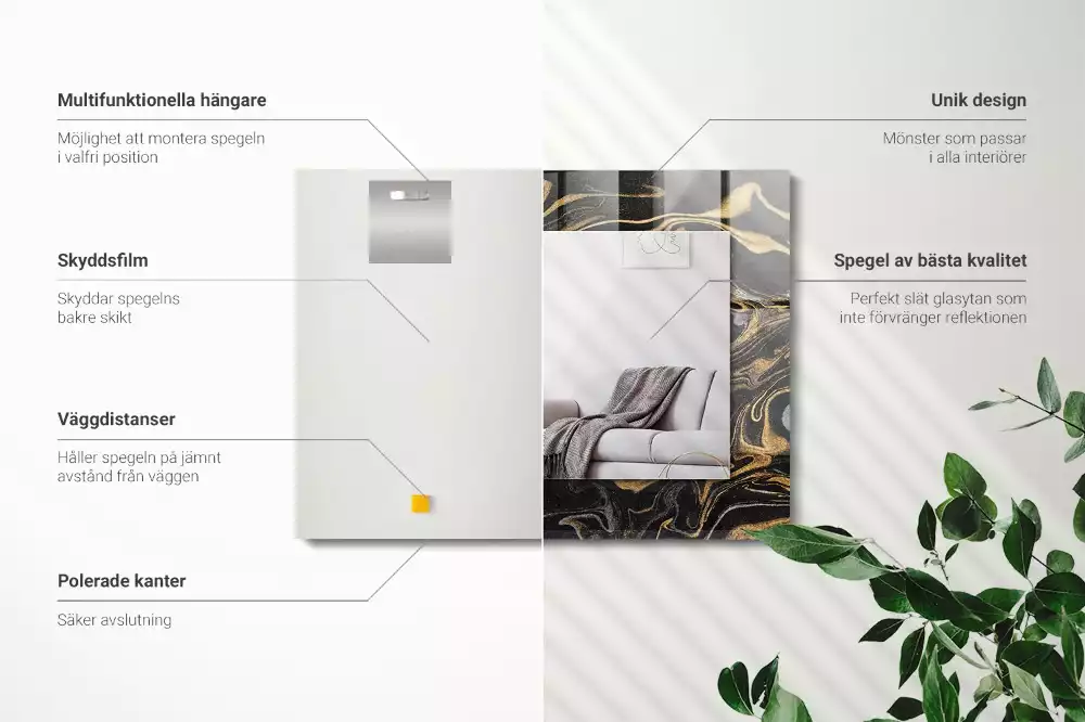 Miroir décoratif rectangulaire Motif marbré abstrait