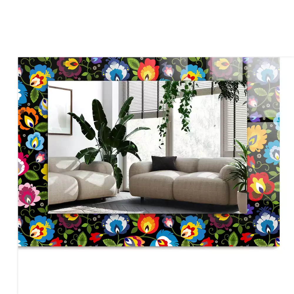 Miroir avec imprimé rectangulaire Motifs folkloriques colorés