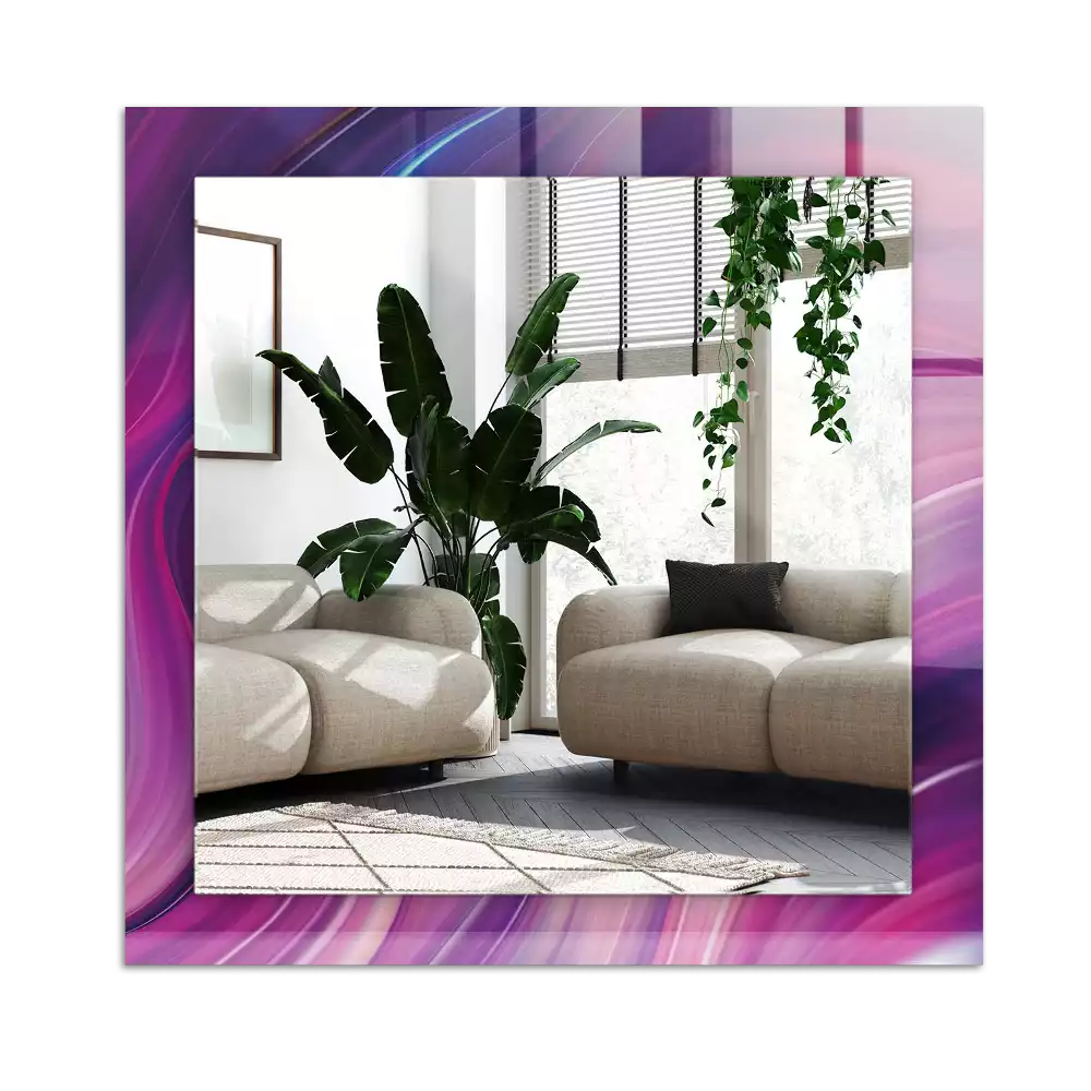 Miroir avec imprimé décoratif rectangulaire Vagues colorées abstraites