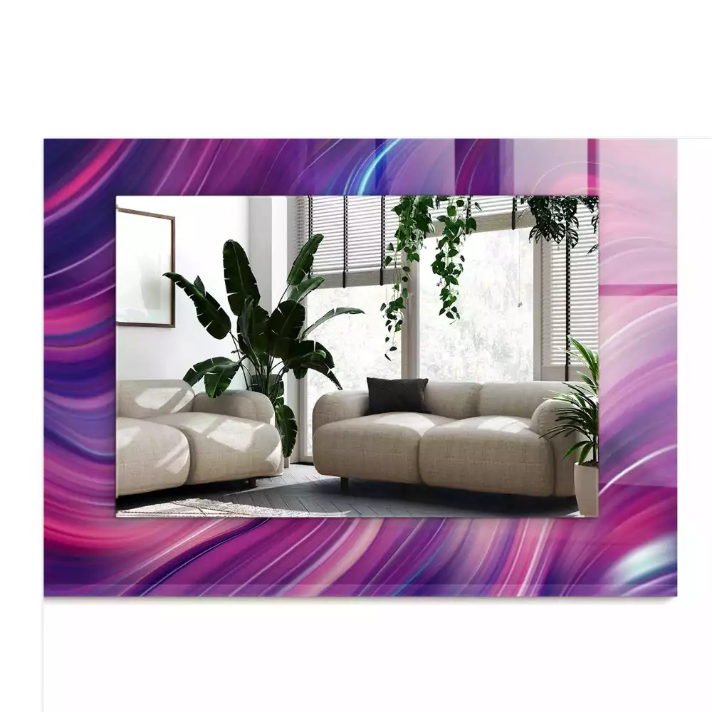 Miroir avec imprimé décoratif rectangulaire Vagues colorées abstraites