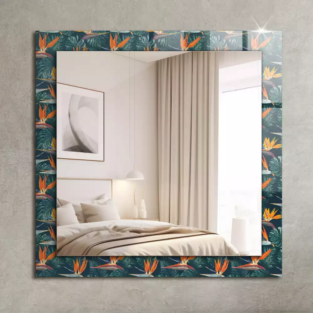 Miroir décoratif rectangulaire Fleurs et feuilles