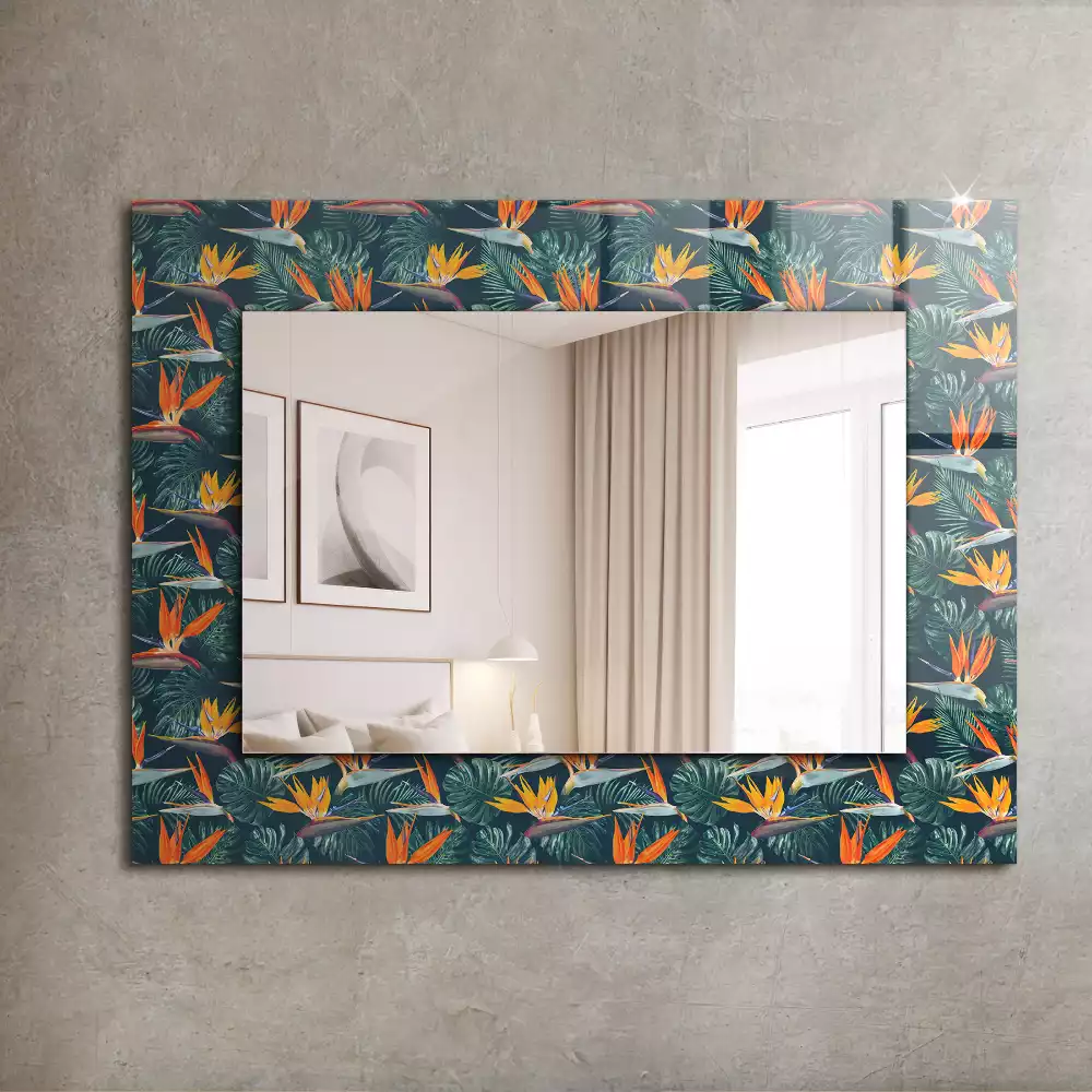 Miroir décoratif rectangulaire Fleurs et feuilles