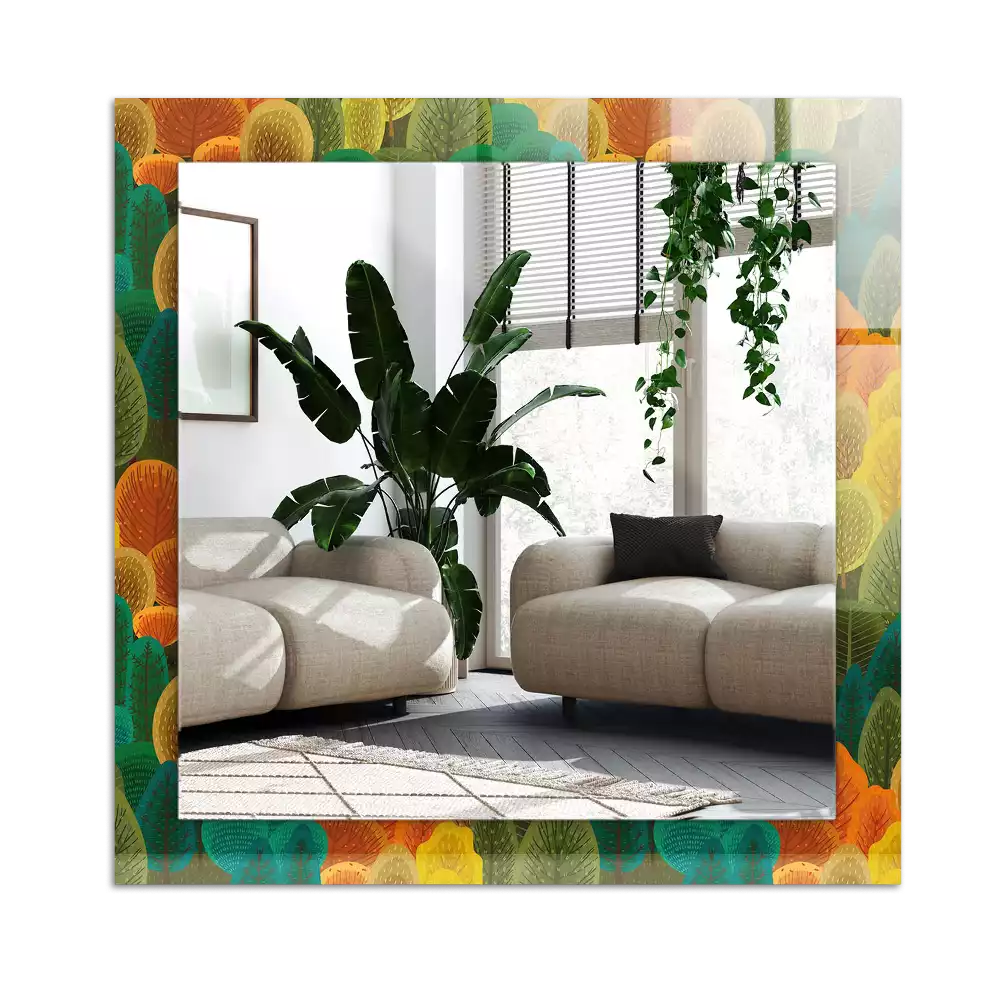 Miroir avec imprimé rectangulaire Arbres d’automne