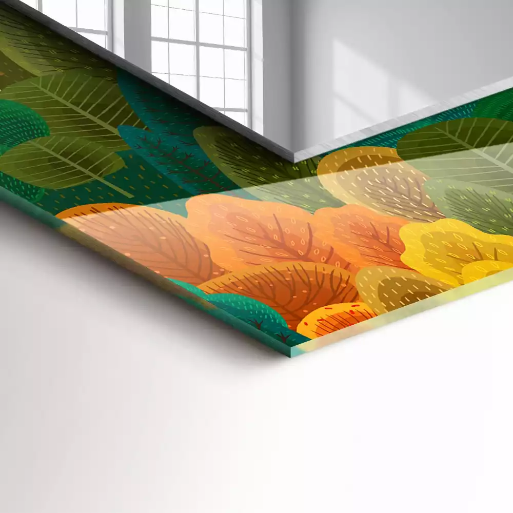 Miroir avec imprimé rectangulaire Arbres d’automne