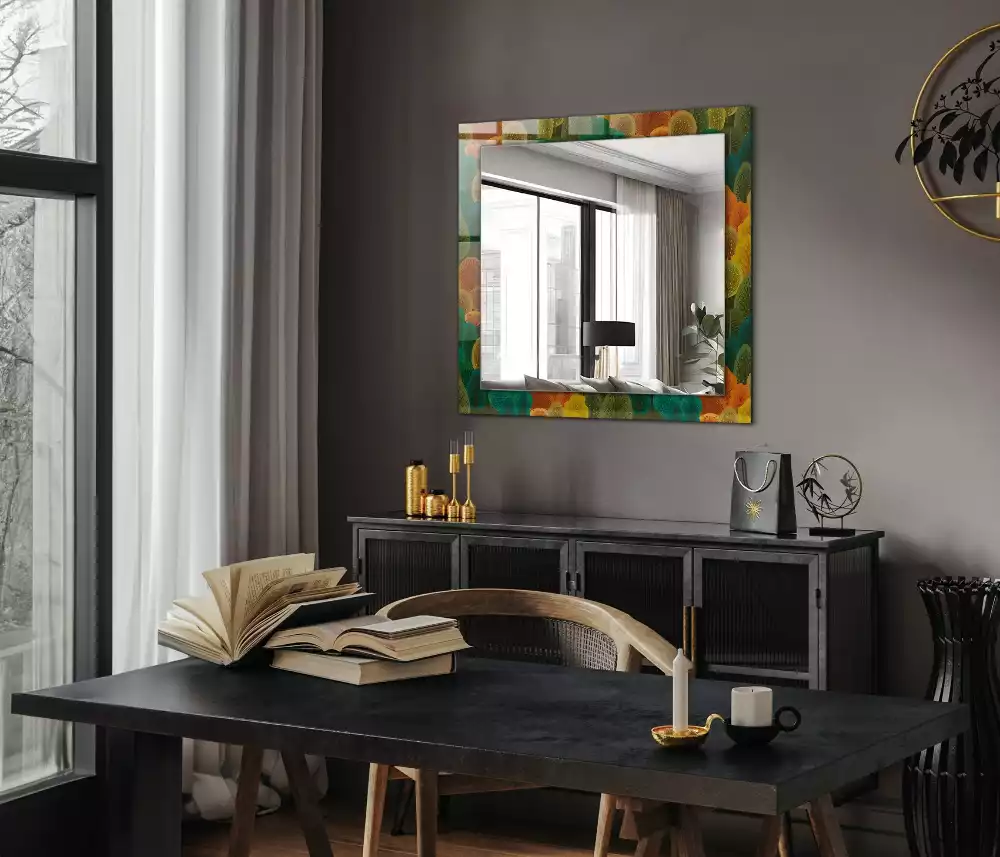 Miroir avec imprimé rectangulaire Arbres d’automne