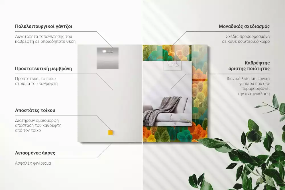 Miroir avec imprimé rectangulaire Arbres d’automne