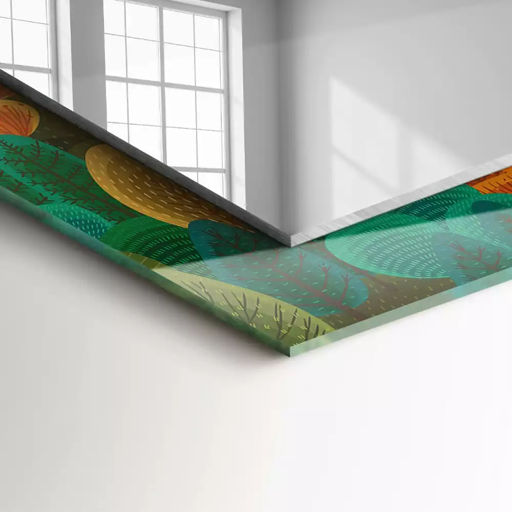 Miroir avec imprimé rectangulaire Arbres d’automne