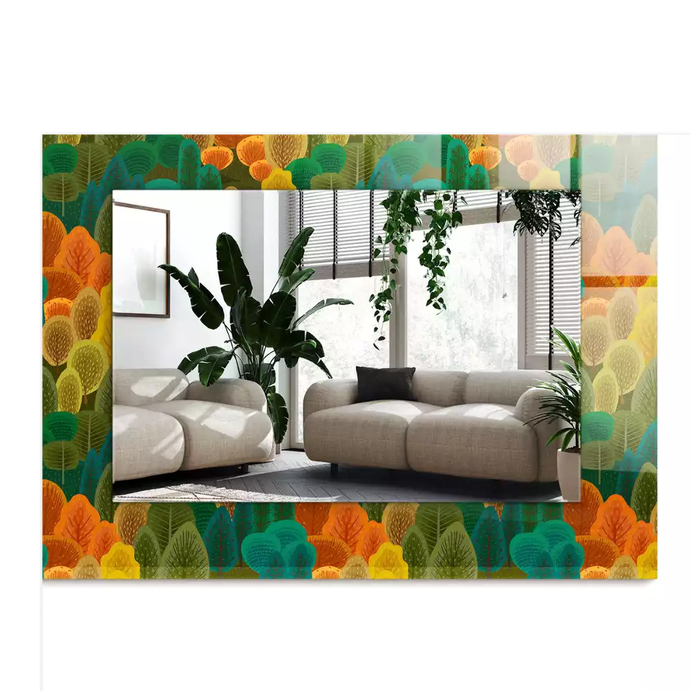 Miroir avec imprimé rectangulaire Arbres d’automne