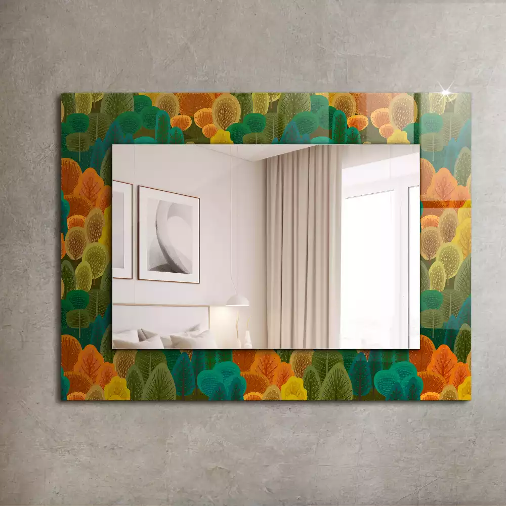 Miroir avec imprimé rectangulaire Arbres d’automne