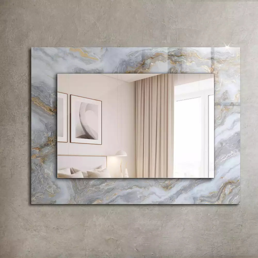 Miroir avec imprimé décoratif rectangulaire Motif marbre texture