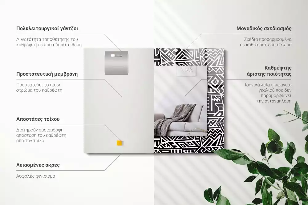 Miroir décoratif rectangulaire Motif géométrique