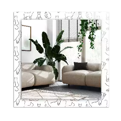 Miroir avec imprimé rectangulaire Contours de chats