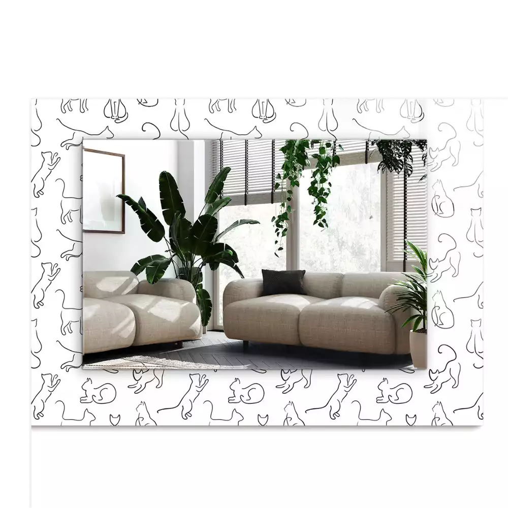 Miroir avec imprimé rectangulaire Contours de chats