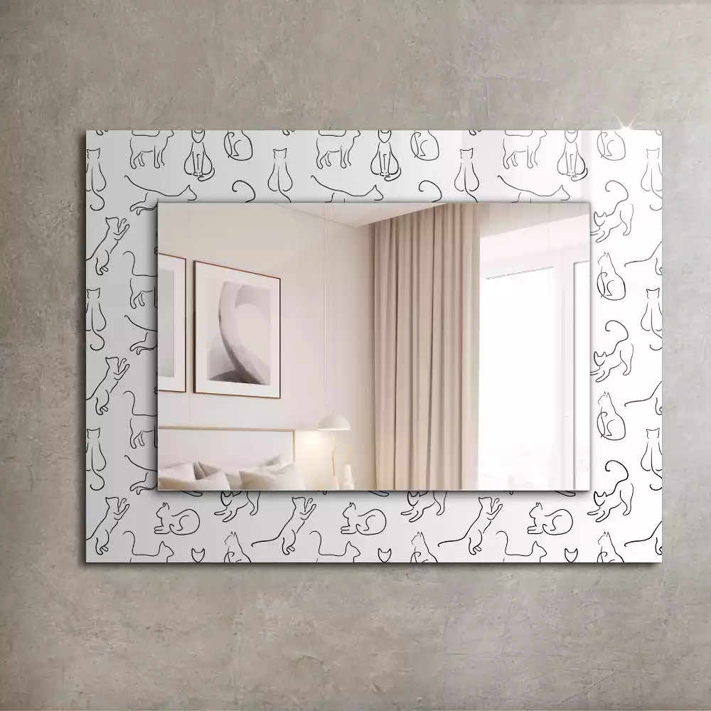 Miroir avec imprimé rectangulaire Contours de chats