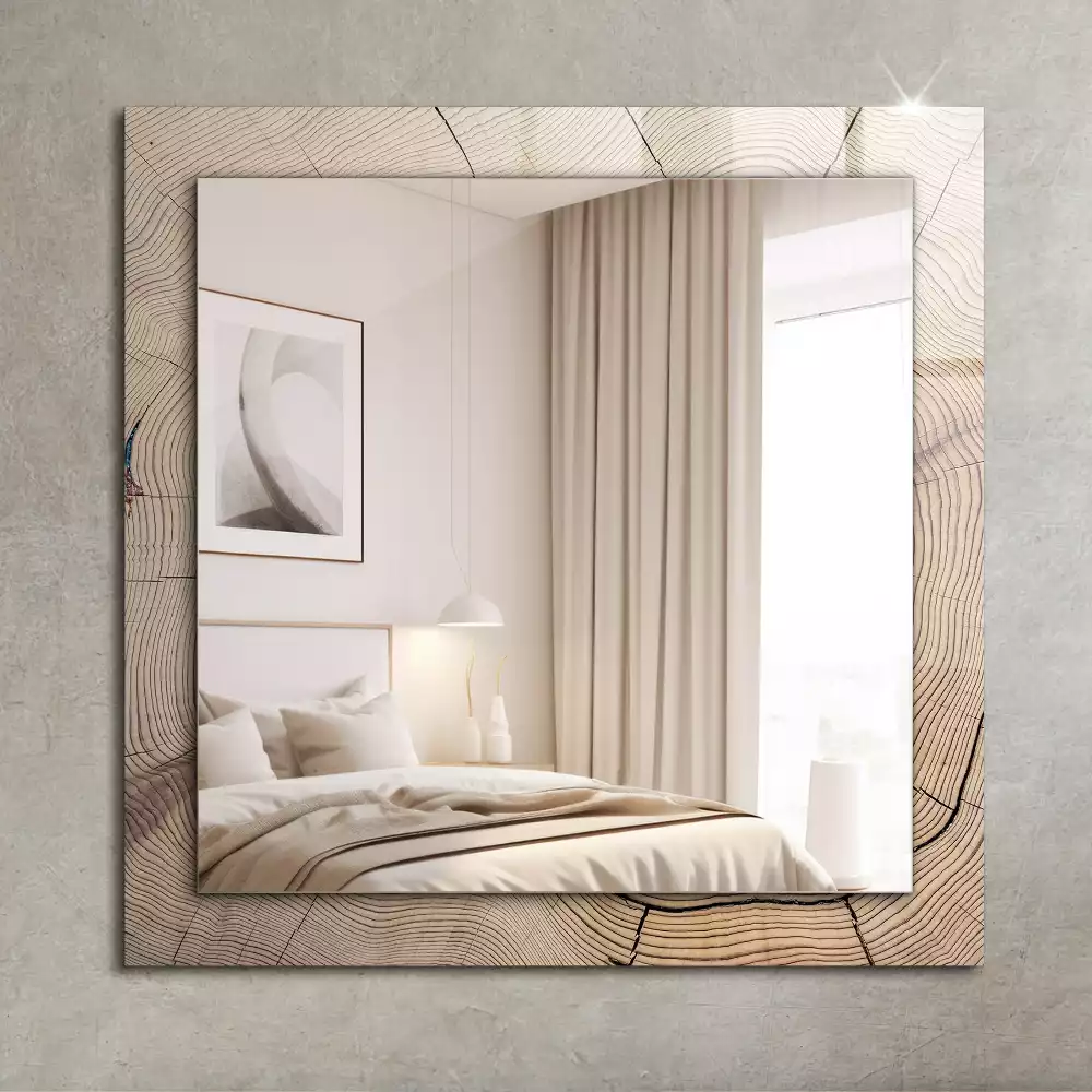 Miroir avec imprimé décoratif rectangulaire Coupe de tronc d’arbre
