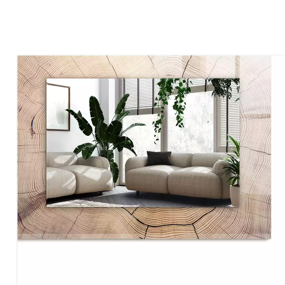 Miroir avec imprimé décoratif rectangulaire Coupe de tronc d’arbre