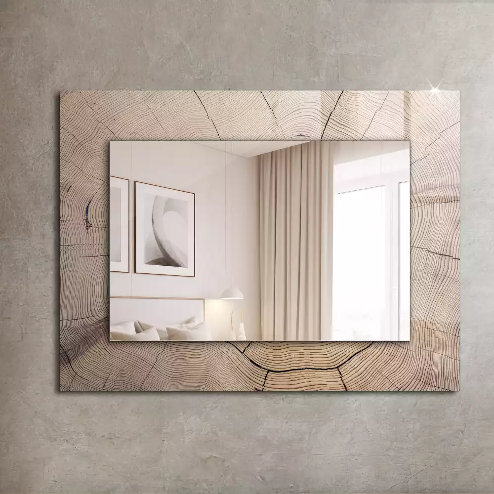 Miroir avec imprimé décoratif rectangulaire Coupe de tronc d’arbre