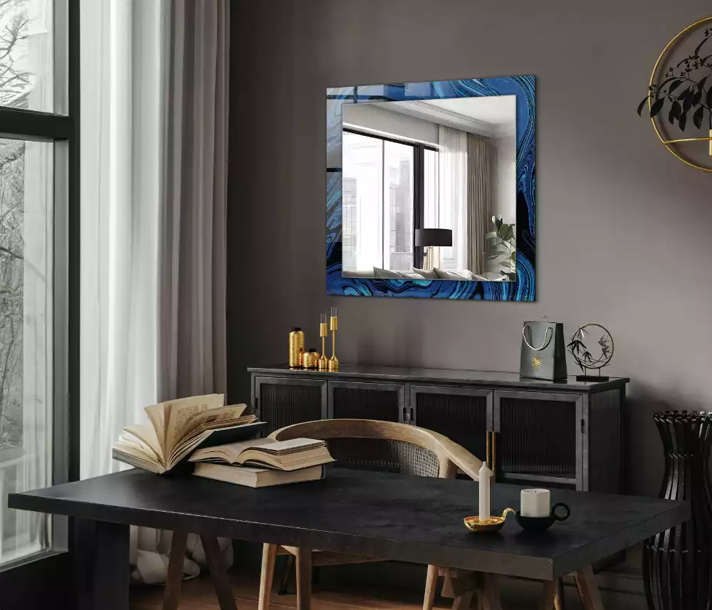 Miroir décoratif rectangulaire Motif bleu abstrait