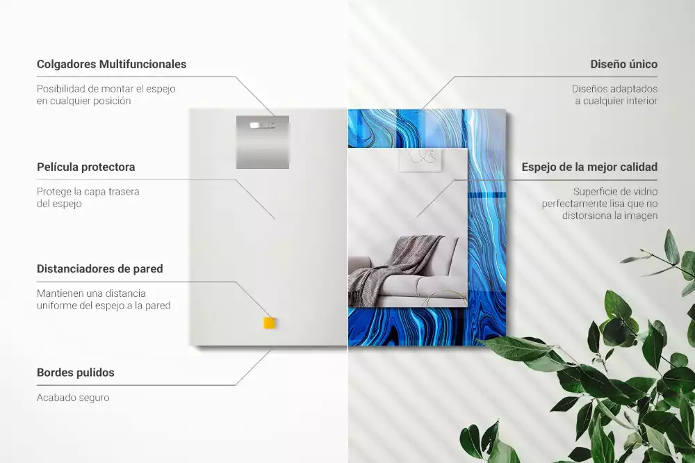 Miroir décoratif rectangulaire Motif bleu abstrait