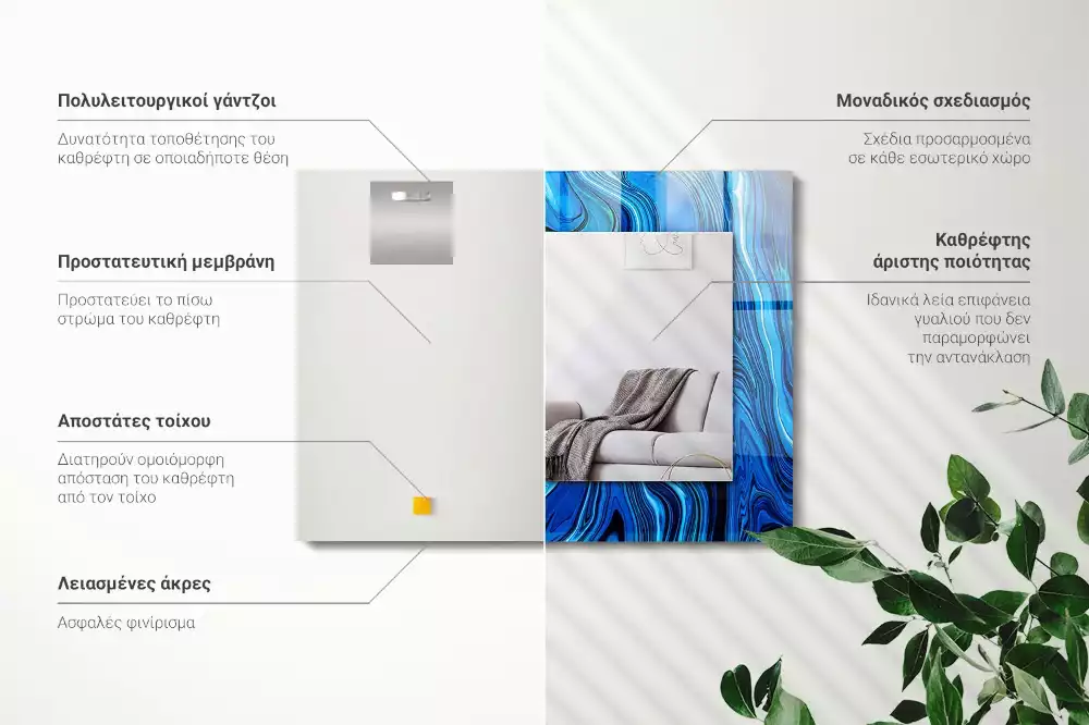 Miroir décoratif rectangulaire Motif bleu abstrait