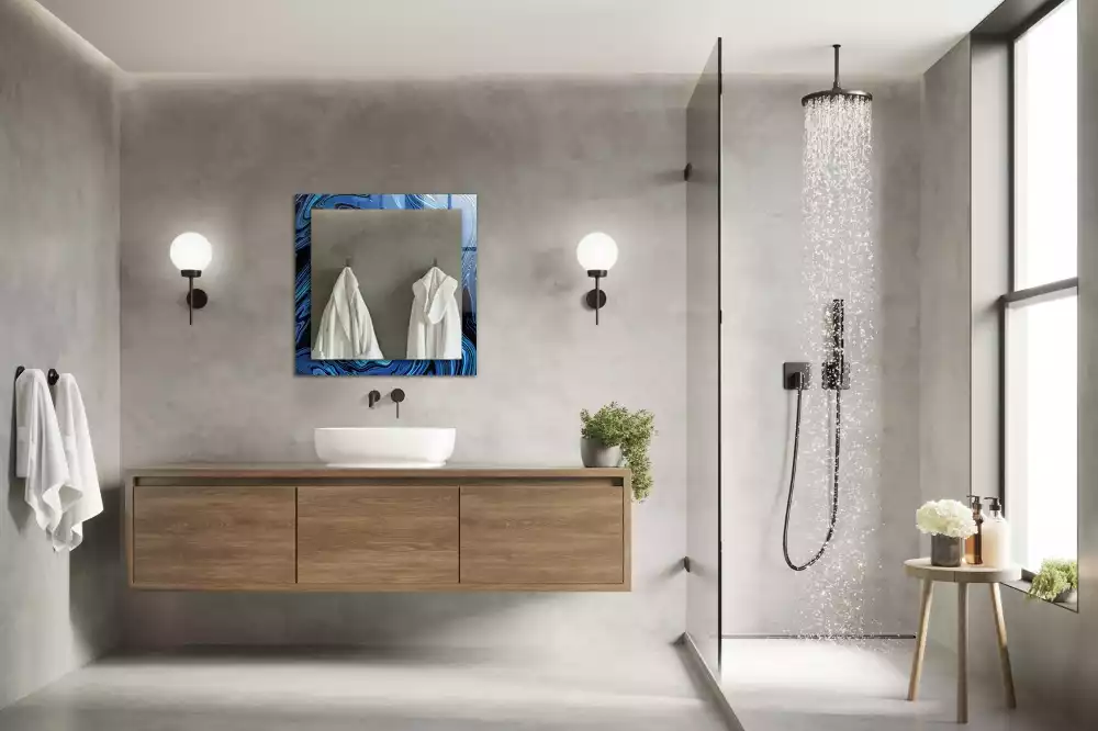 Miroir décoratif rectangulaire Motif bleu abstrait