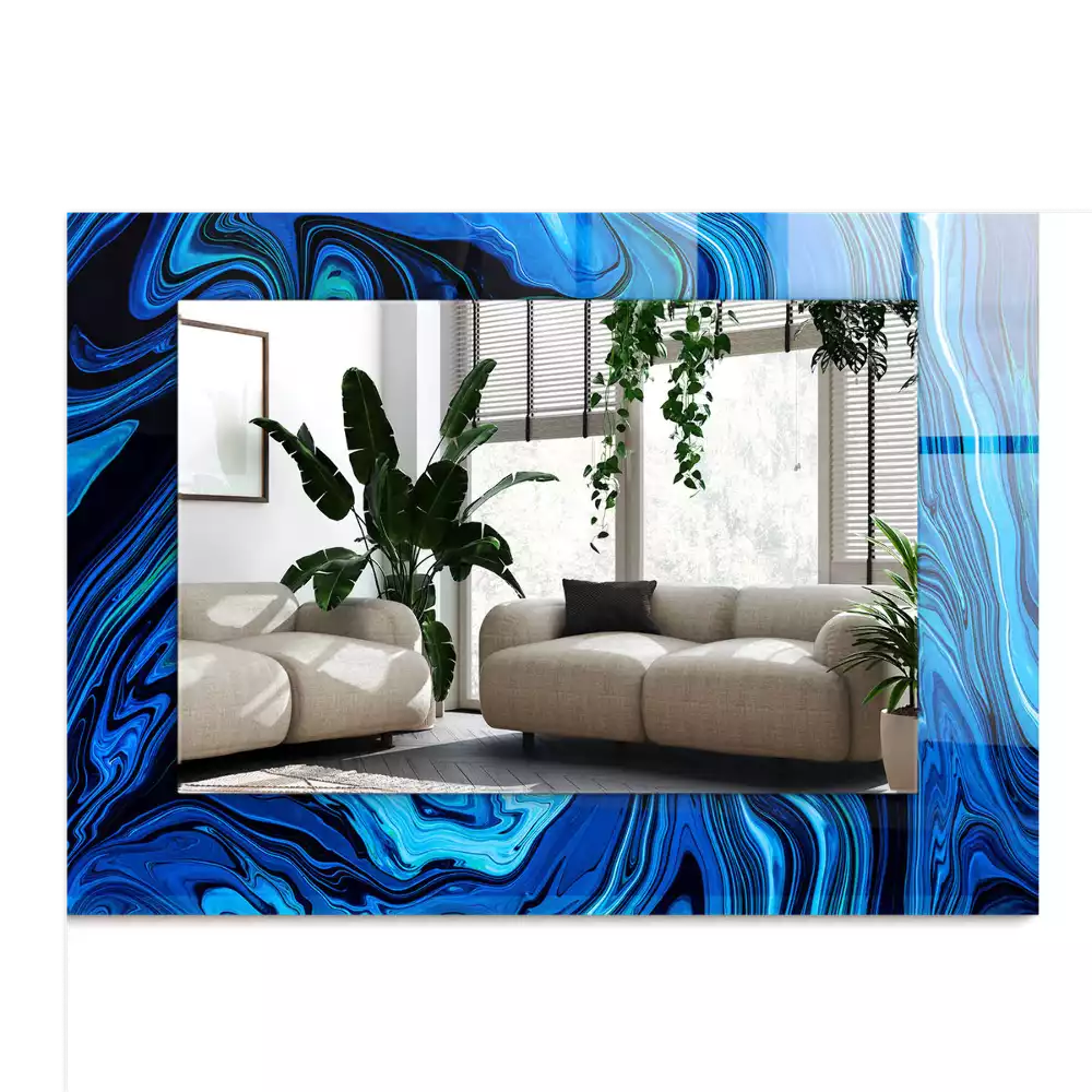 Miroir décoratif rectangulaire Motif bleu abstrait