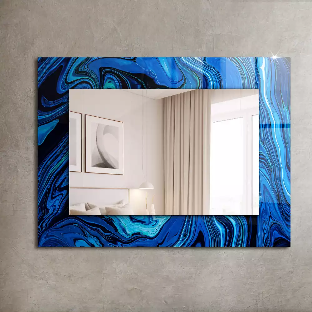 Miroir décoratif rectangulaire Motif bleu abstrait