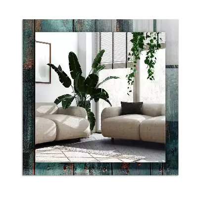 Miroir avec imprimé rectangulaire Planches vertes en bois