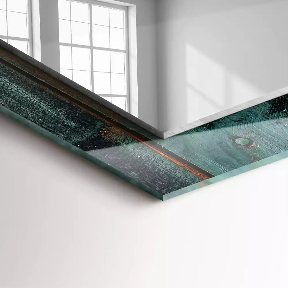 Miroir avec imprimé rectangulaire Planches vertes en bois