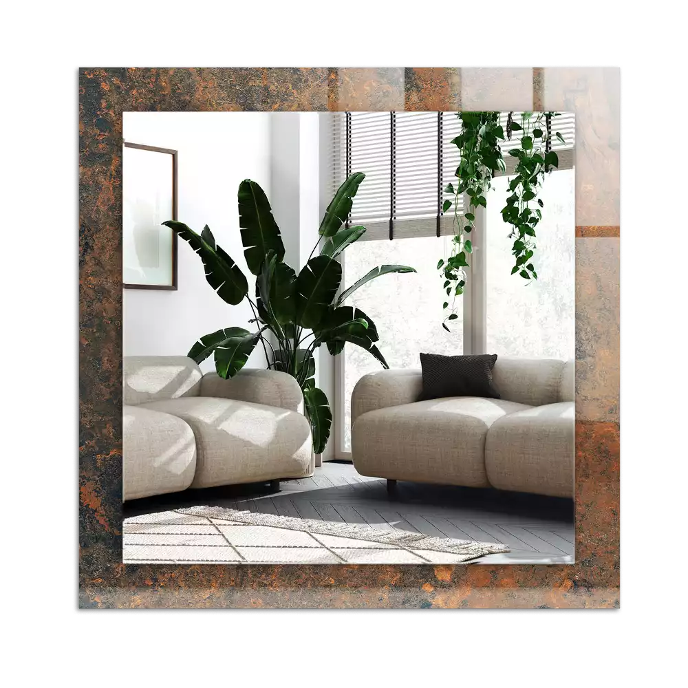 Miroir avec imprimé décoratif rectangulaire Métal rouillé