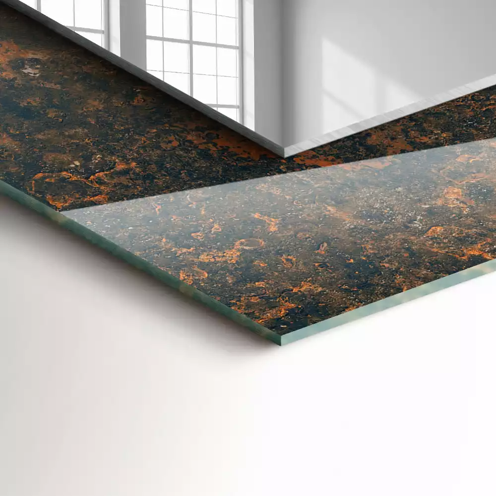 Miroir avec imprimé décoratif rectangulaire Métal rouillé