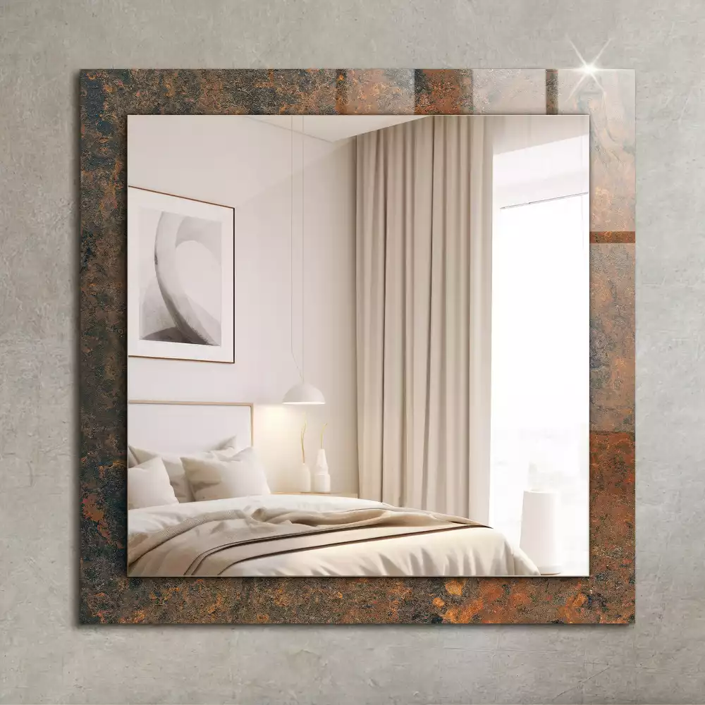 Miroir avec imprimé décoratif rectangulaire Métal rouillé