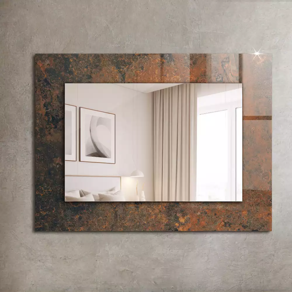 Miroir avec imprimé décoratif rectangulaire Métal rouillé