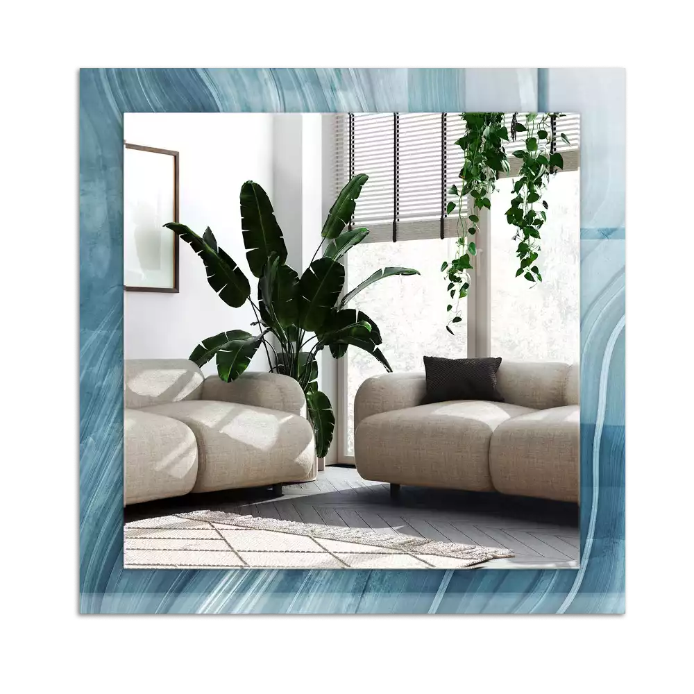 Miroir décoratif rectangulaire Lignes bleues abstraites