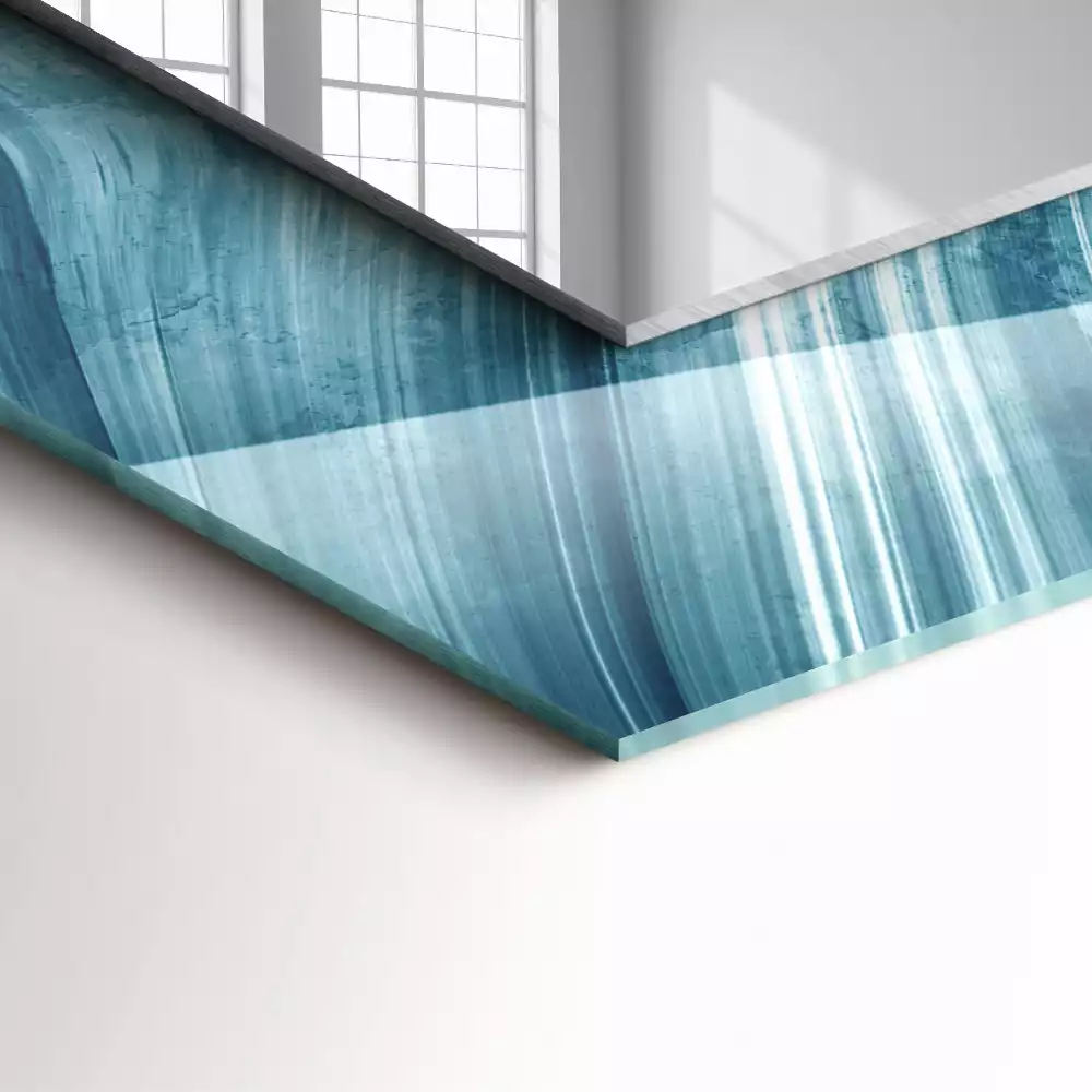 Miroir décoratif rectangulaire Lignes bleues abstraites