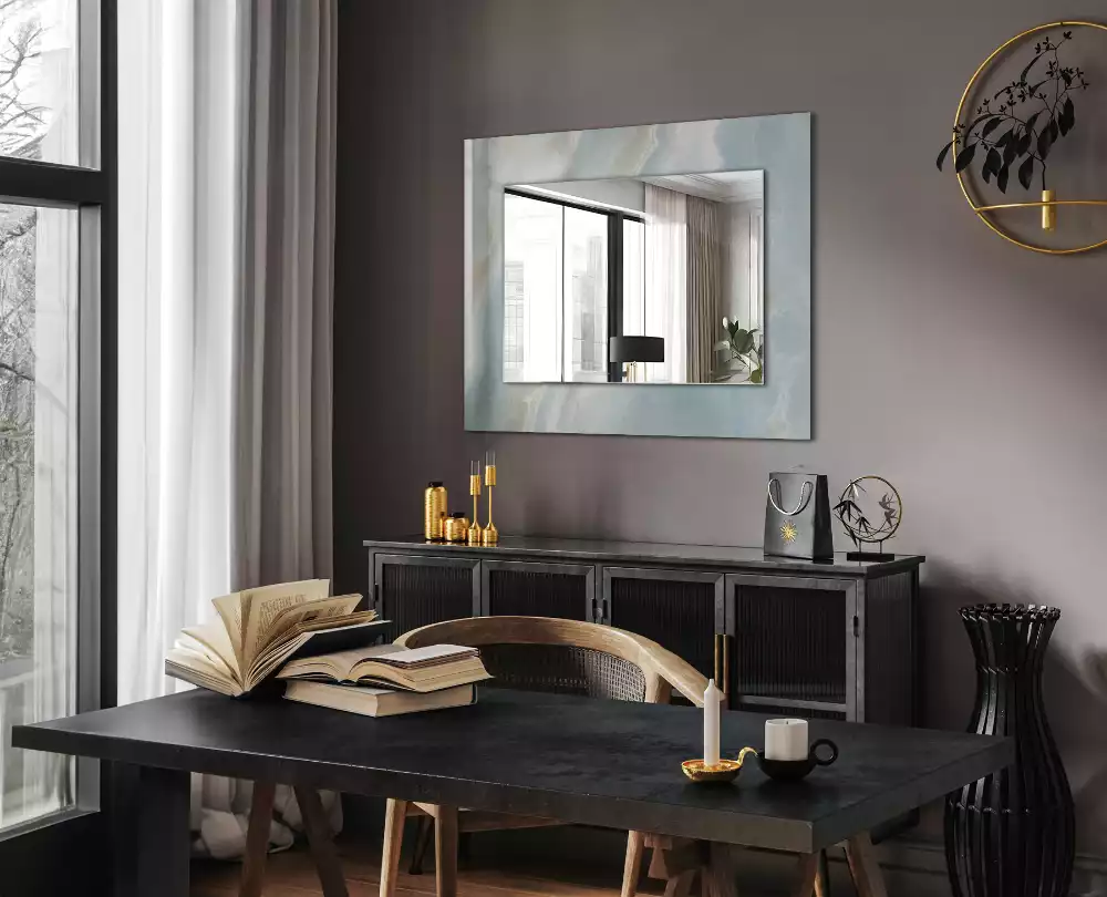 Miroir avec imprimé rectangulaire Marbre bleu onyx
