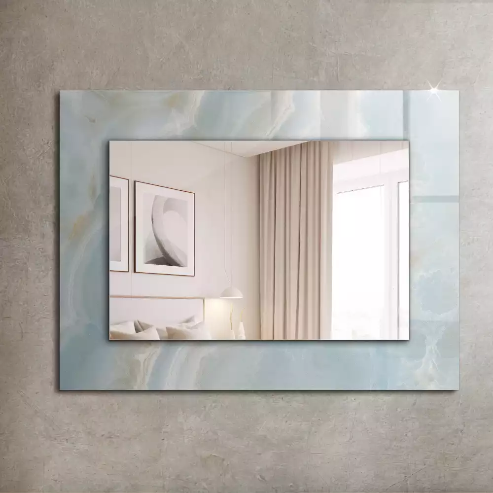 Miroir avec imprimé rectangulaire Marbre bleu onyx