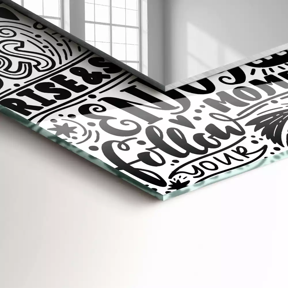 Miroir avec imprimé rectangulaire Inscriptions motivation manuscrites