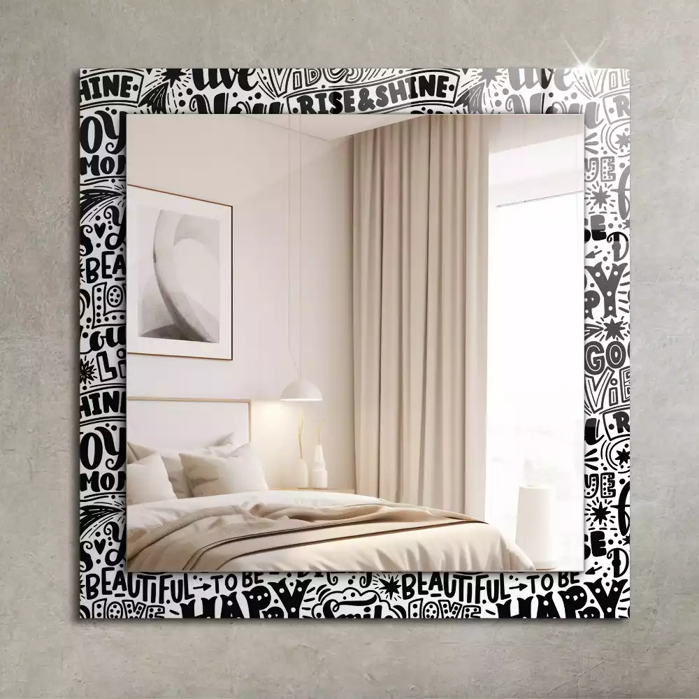 Miroir avec imprimé rectangulaire Inscriptions motivation manuscrites