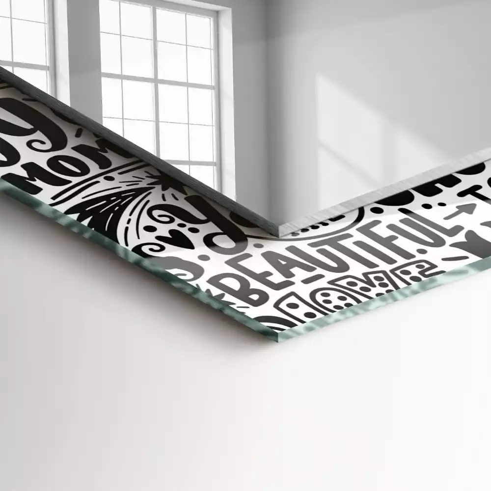 Miroir avec imprimé rectangulaire Inscriptions motivation manuscrites