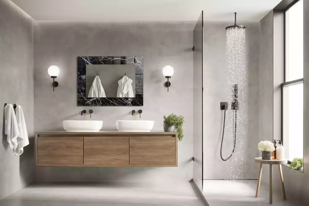 Miroir décoratif rectangulaire Marbre noir