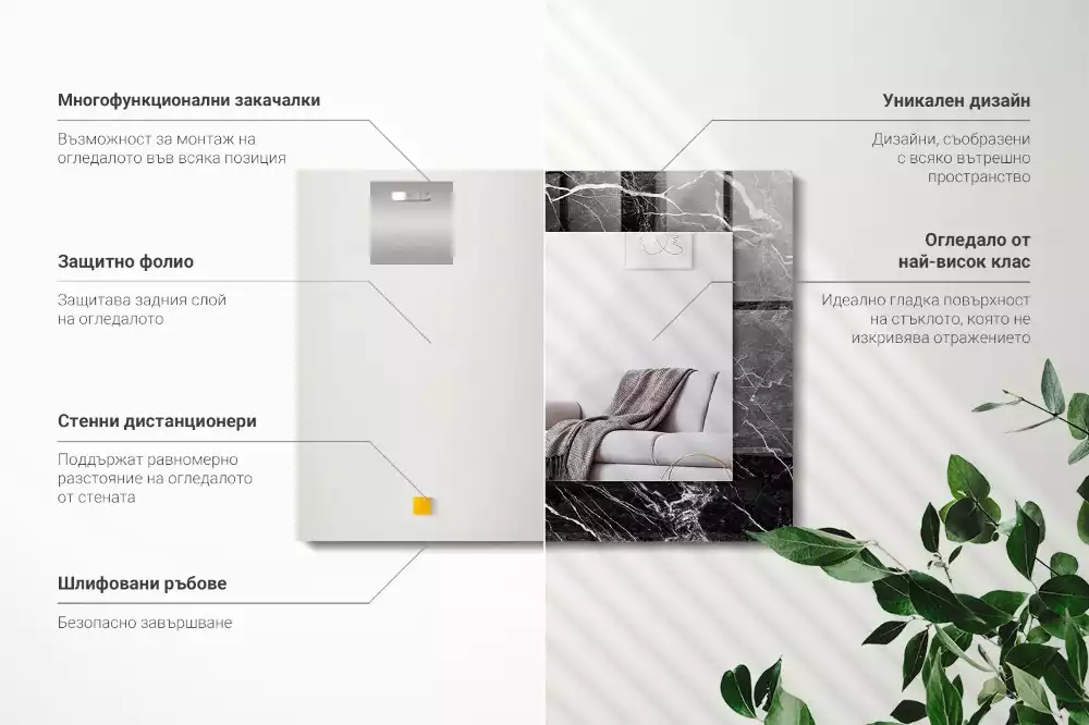 Miroir décoratif rectangulaire Marbre noir