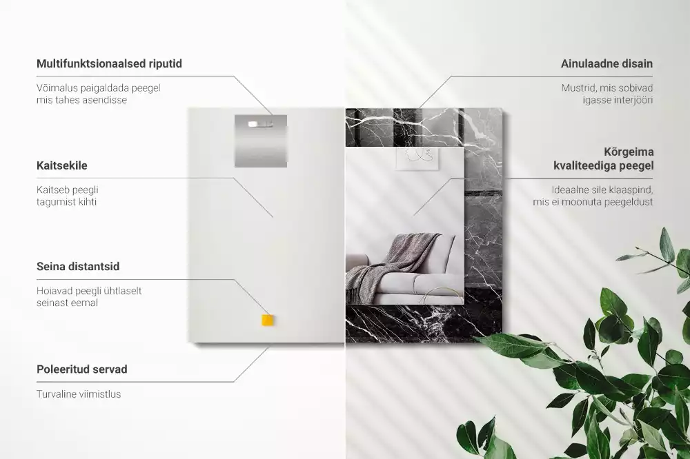 Miroir décoratif rectangulaire Marbre noir