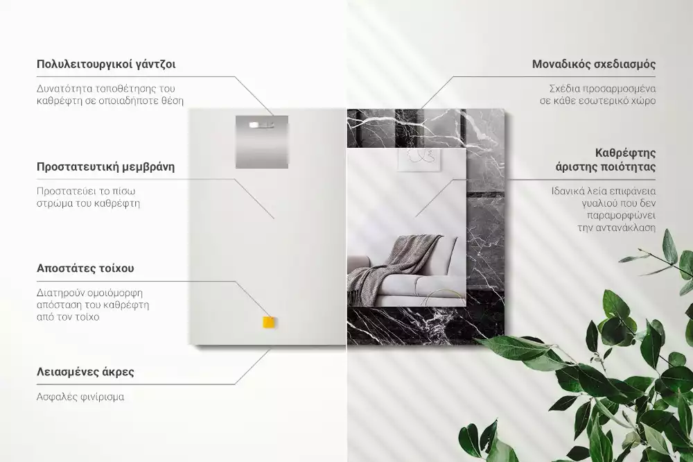 Miroir décoratif rectangulaire Marbre noir