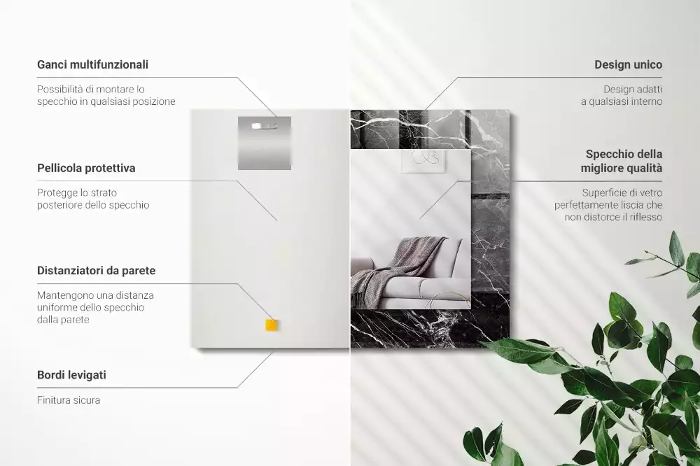 Miroir décoratif rectangulaire Marbre noir