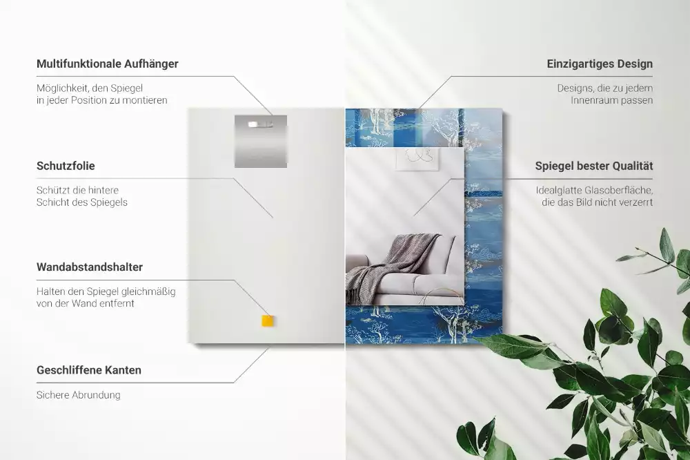 Miroir avec imprimé rectangulaire Paysage d’arbres