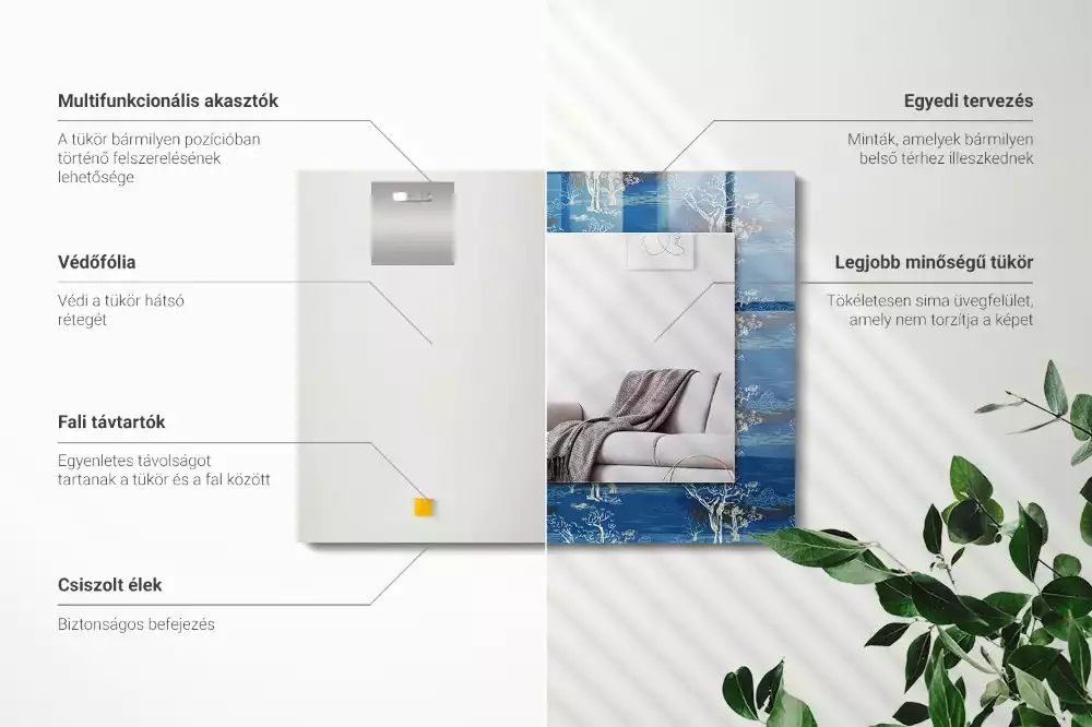 Miroir avec imprimé rectangulaire Paysage d’arbres