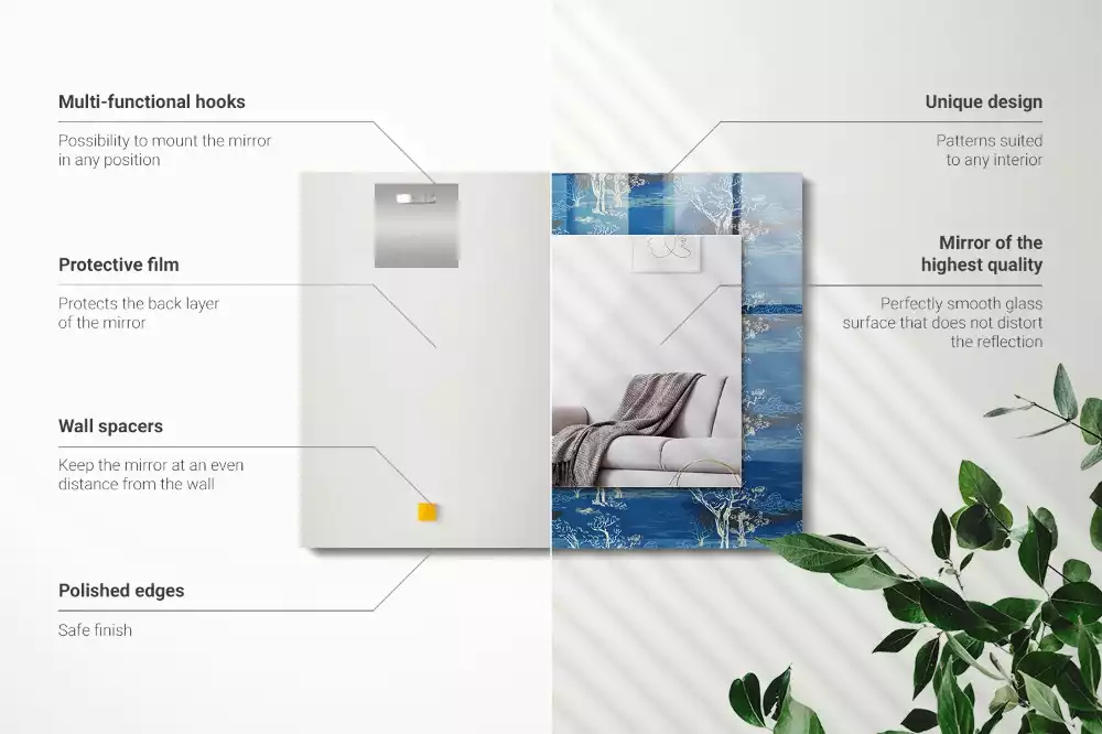 Miroir avec imprimé rectangulaire Paysage d’arbres