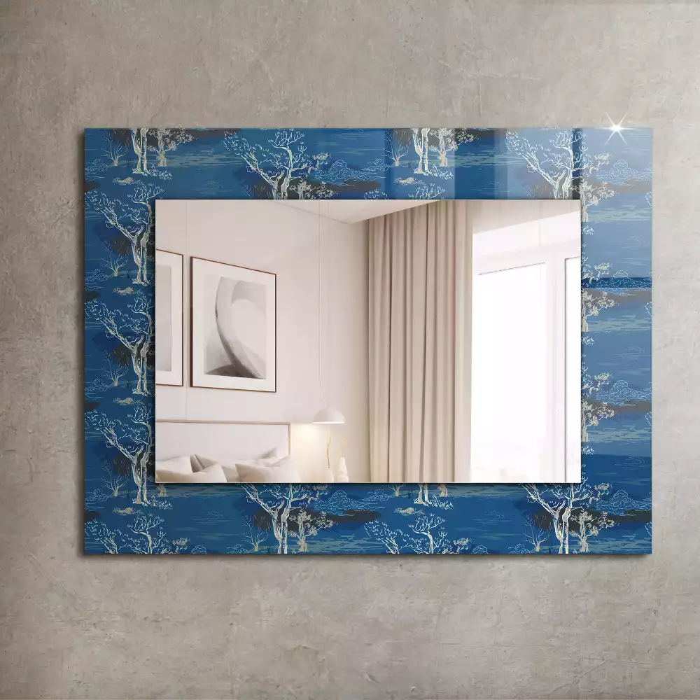 Miroir avec imprimé rectangulaire Paysage d’arbres